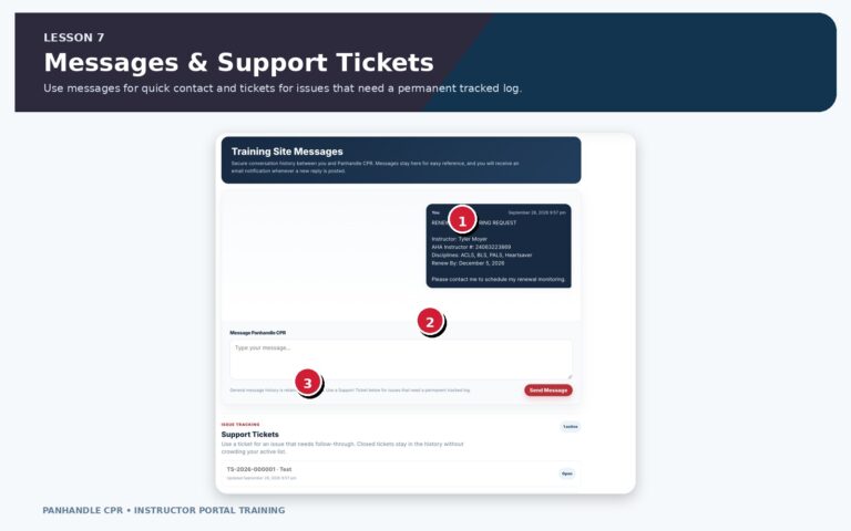 Training Site Messages & Support Tickets